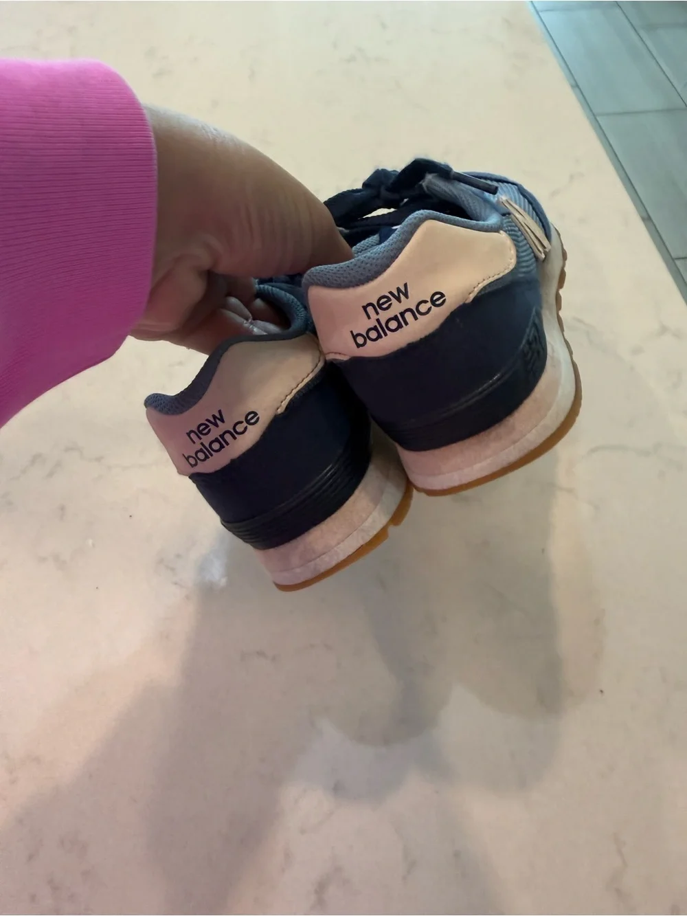 New Balance Kids Navy and Light Blue Lace-Up Sneakers